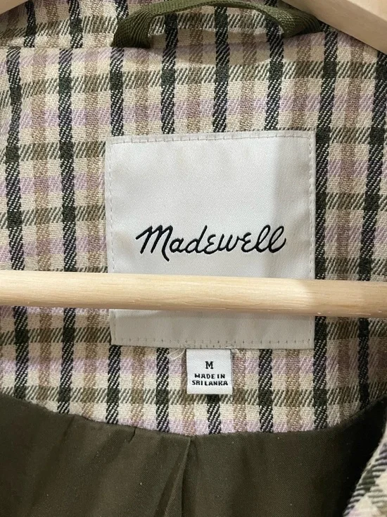 Madewell Plaid Oversized Spring Blazer Purple Green Tan Size Medium Professional - Picture 9 of 14